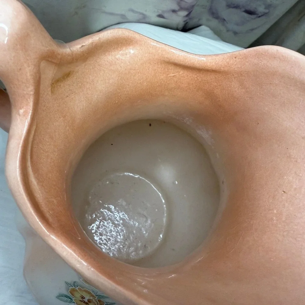 VINTAGE IRONSTONE WATER PITCHER Peach‎ vase